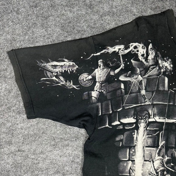 Rare Vintage 90s Liquid Blue Fantasy Dragon Knight AOP T Shirt Mens XL - Picture 14 of 16